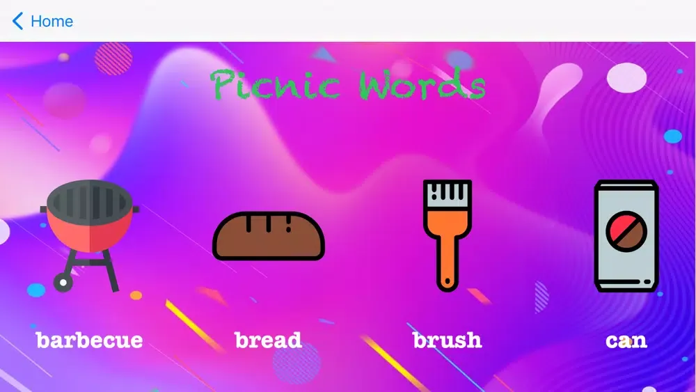 Zrzuty ekranu Picnic Words Vocabulary