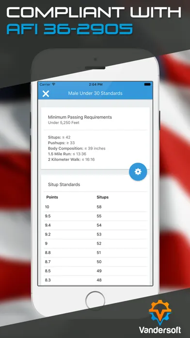 Capturas de tela do Air Force PT Test - USAF PT Calculator
