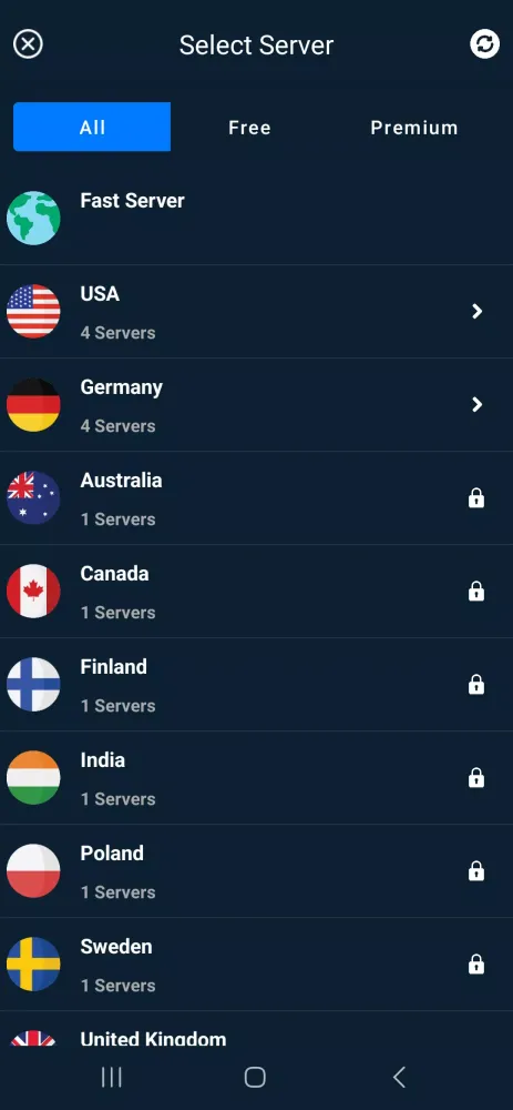 Zrzuty ekranu Vanguard VPN