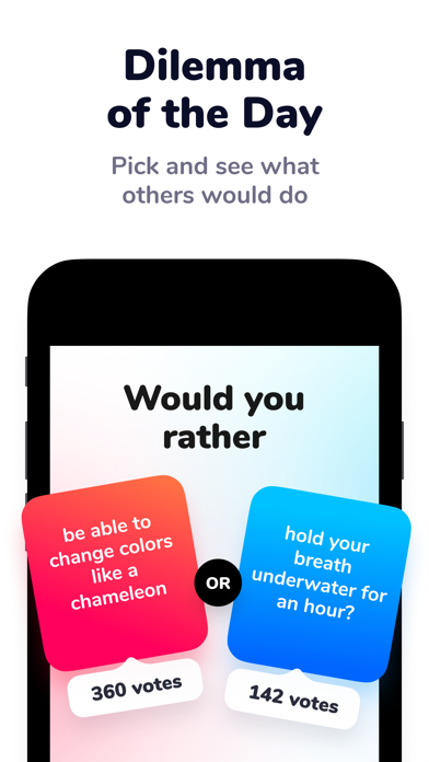 Ảnh chụp màn hình của Dilemmaly - Would you rather?