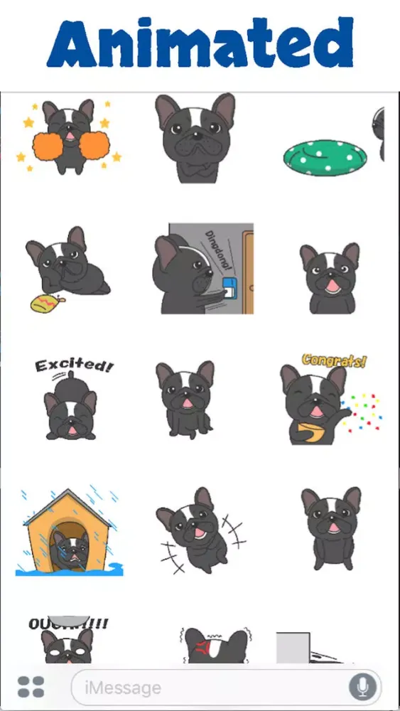 Funny Black Bulldog Animated سکرین شاٹس