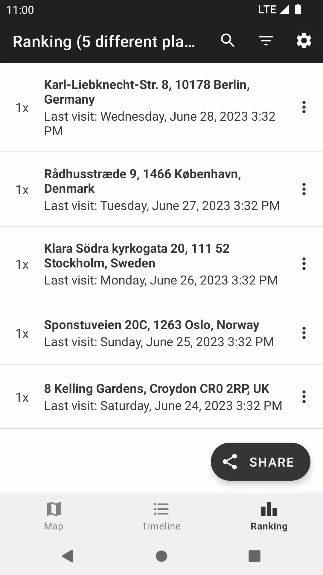 Location History Screenshots