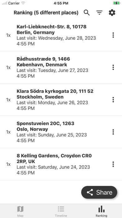 Скриншоты Location History - GPS history