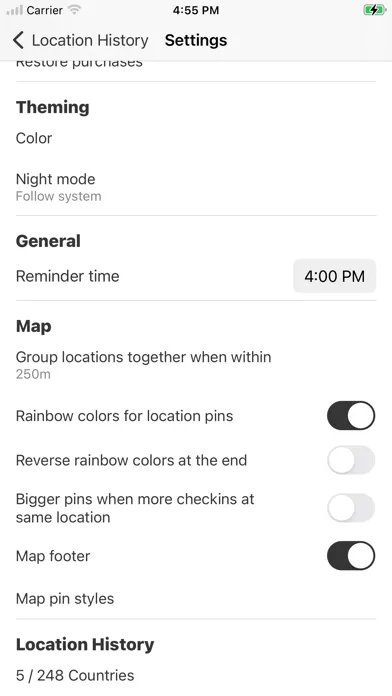 Tangkapan layar Location History - GPS history