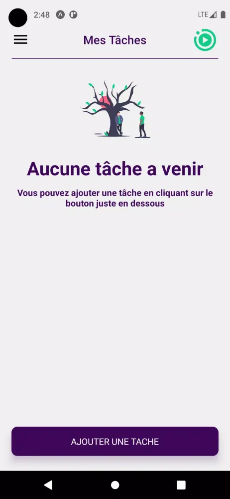 Captures d'écran de PomoTodo - tâches et pomodoro