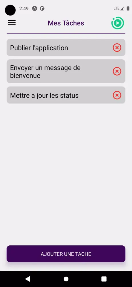 Captures d'écran de PomoTodo - tâches et pomodoro