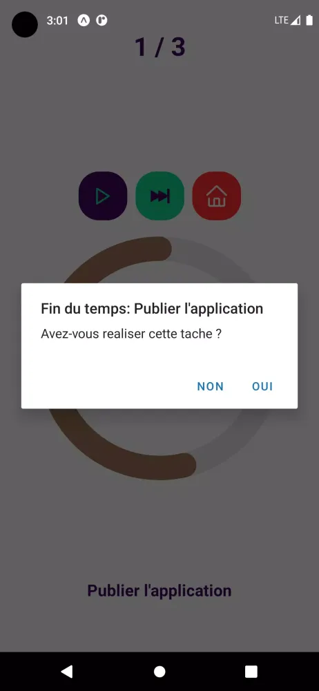 Captures d'écran de PomoTodo - tâches et pomodoro