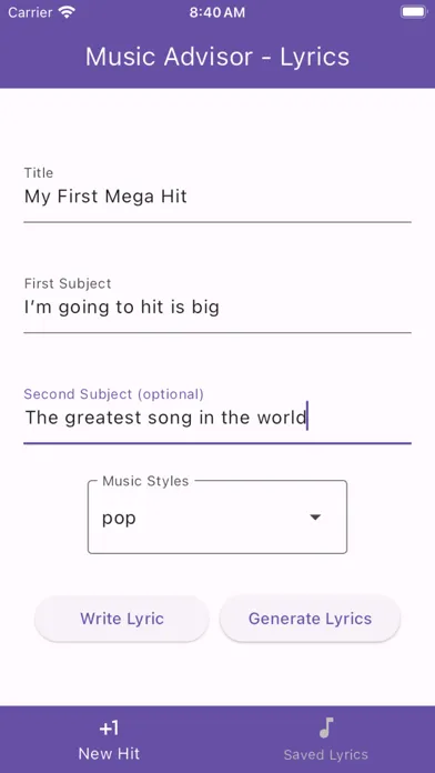 Capturas de tela do Lyrics by Music Advisor