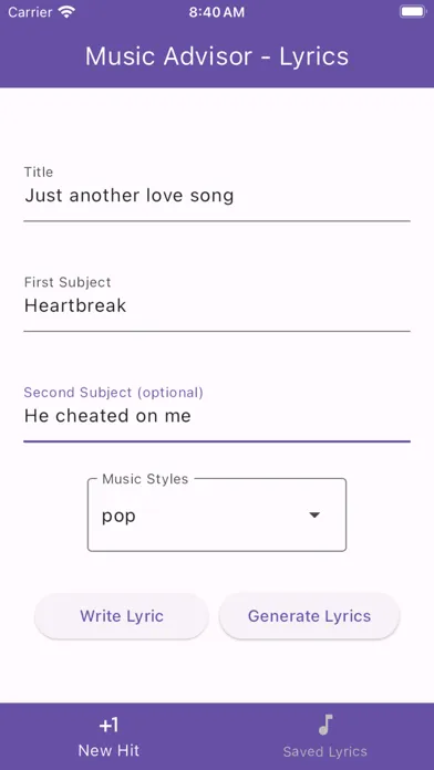 Capturas de tela do Lyrics by Music Advisor