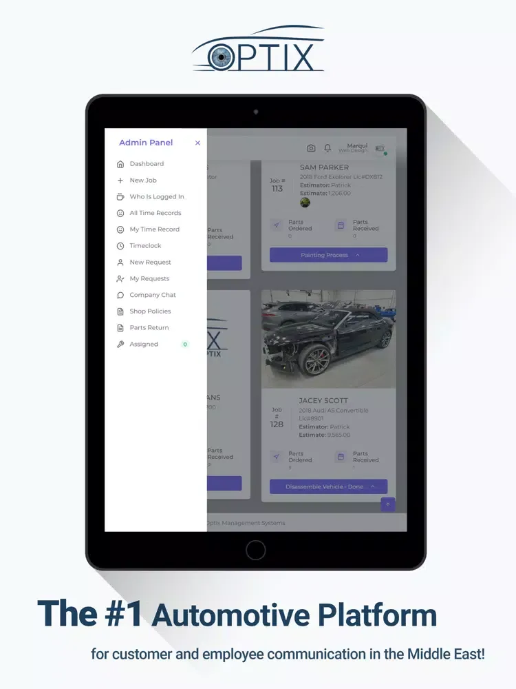 Optix Admin iPad  Ekran Görüntüleri