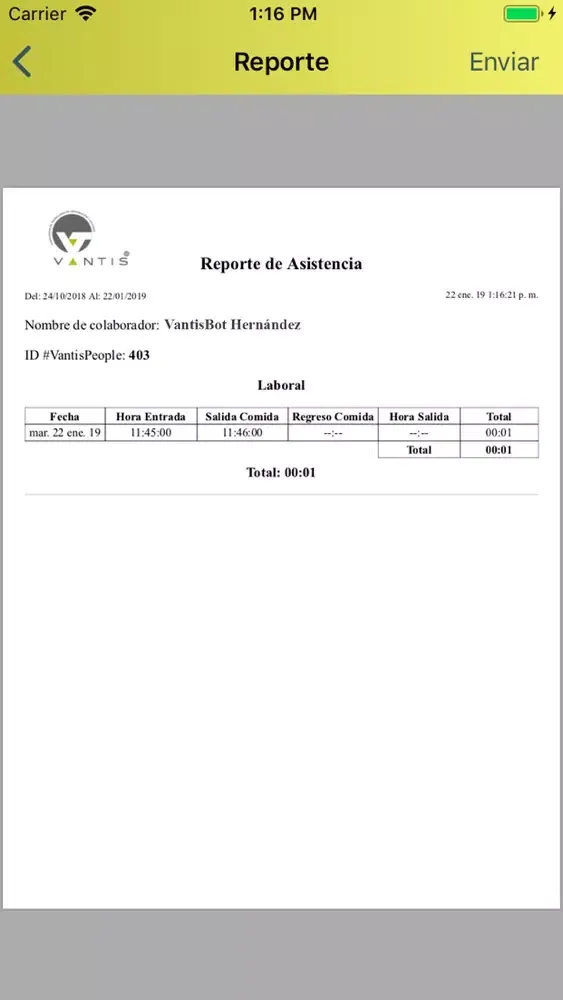 Capturas de tela do Vantis Check-In