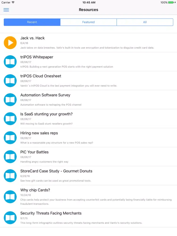 Vantiv Advantage iPad  스크린샷