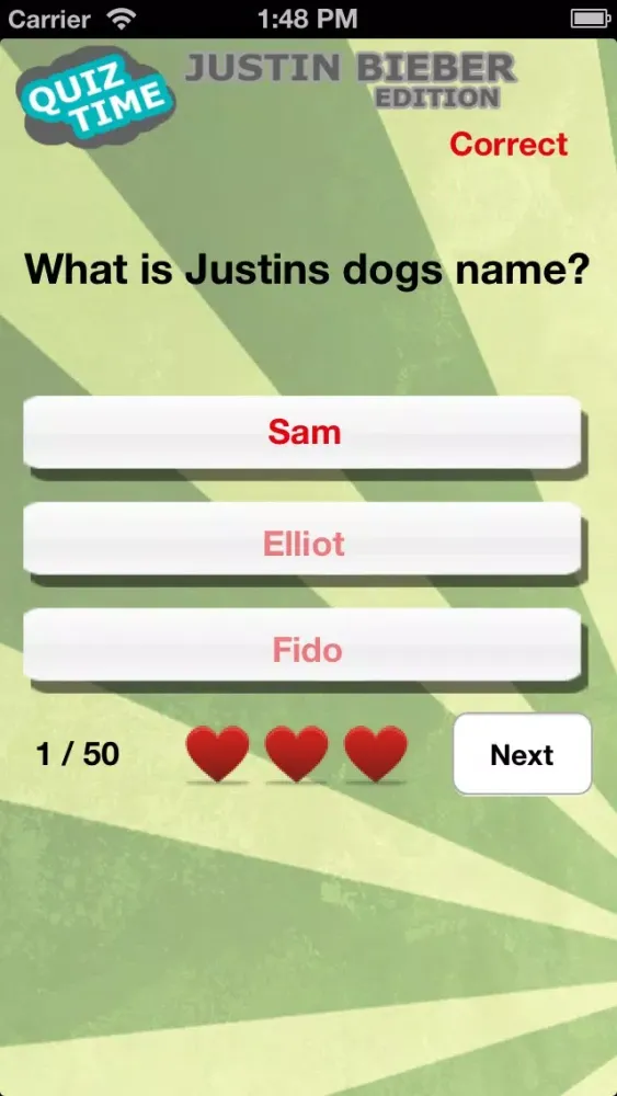 Quiz Time- Justin Bieber Edition سکرین شاٹس