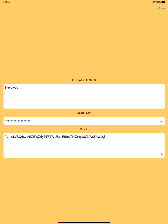 AES256 Encrypt and Decrypt iPad  Screenshots