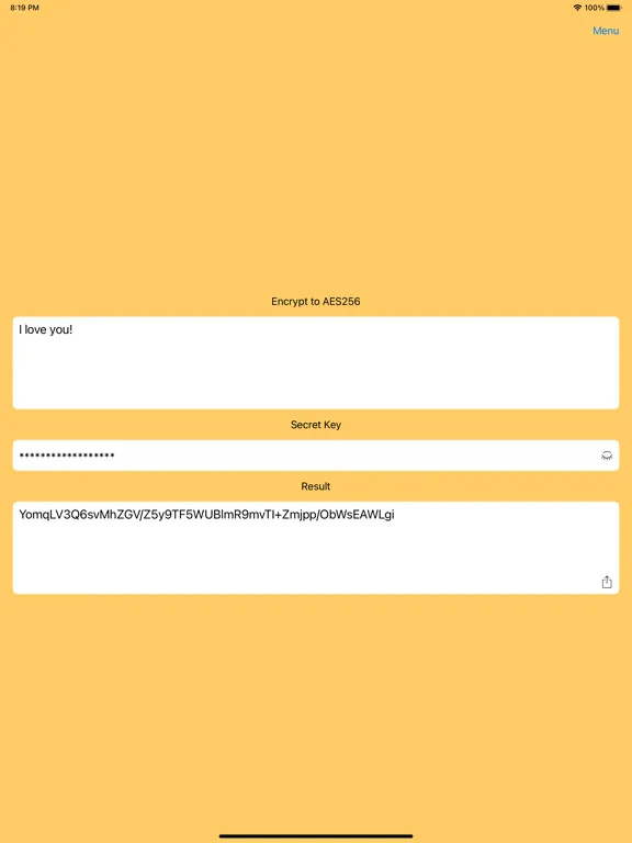 AES256 Encrypt and Decrypt iPad  스크린샷