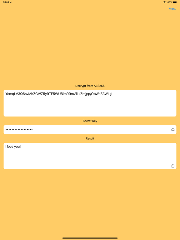 AES256 Encrypt and Decrypt iPad  Screenshots
