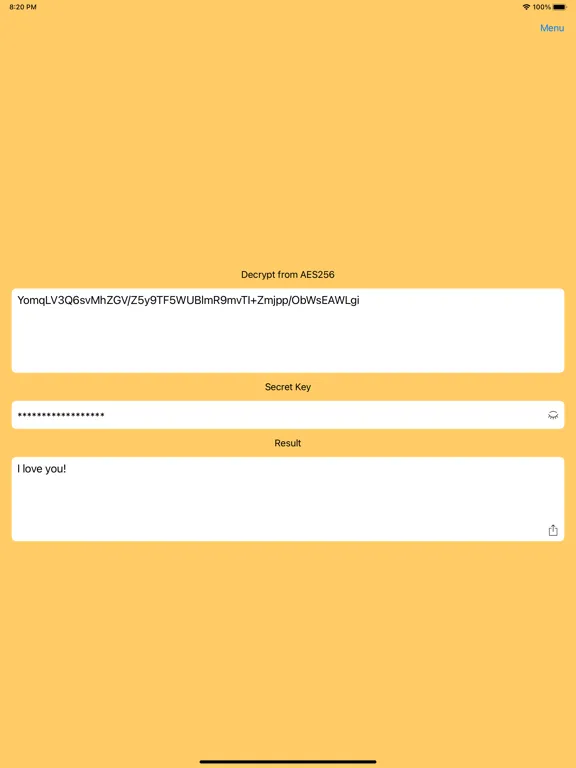 AES256 Encrypt and Decrypt iPad  스크린샷