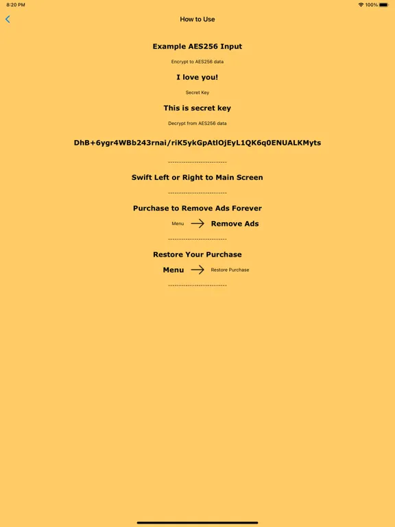 AES256 Encrypt and Decrypt iPad  스크린샷