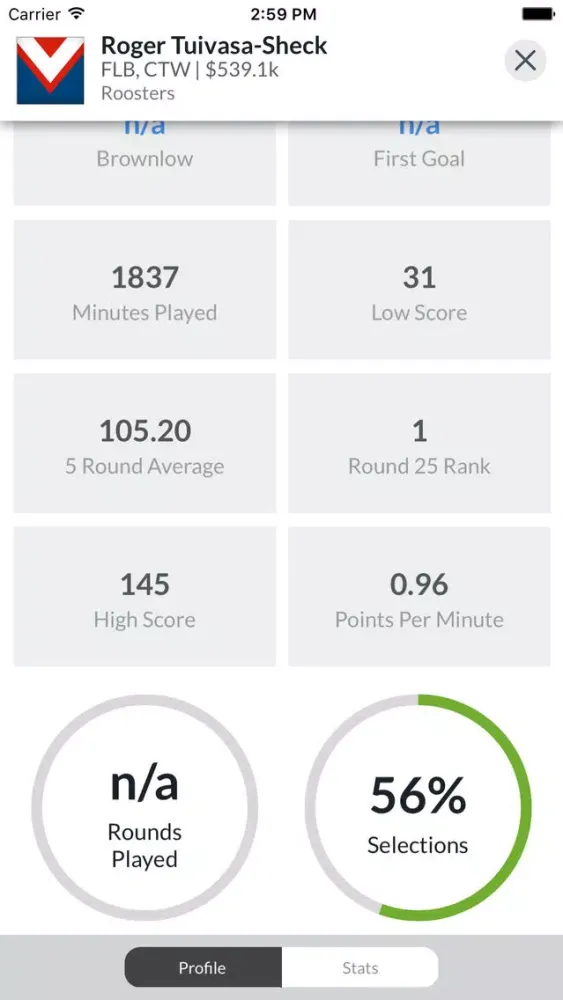 Captures d'écran de NRL SUPERCOACH 2018