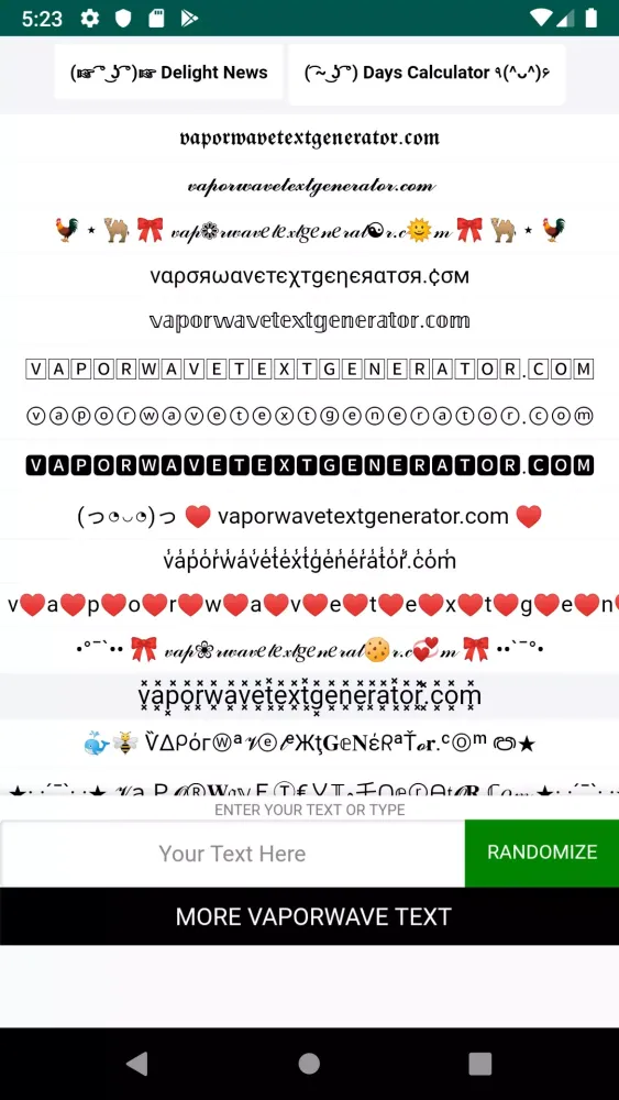 Скриншоты Vaporwave Text Generator