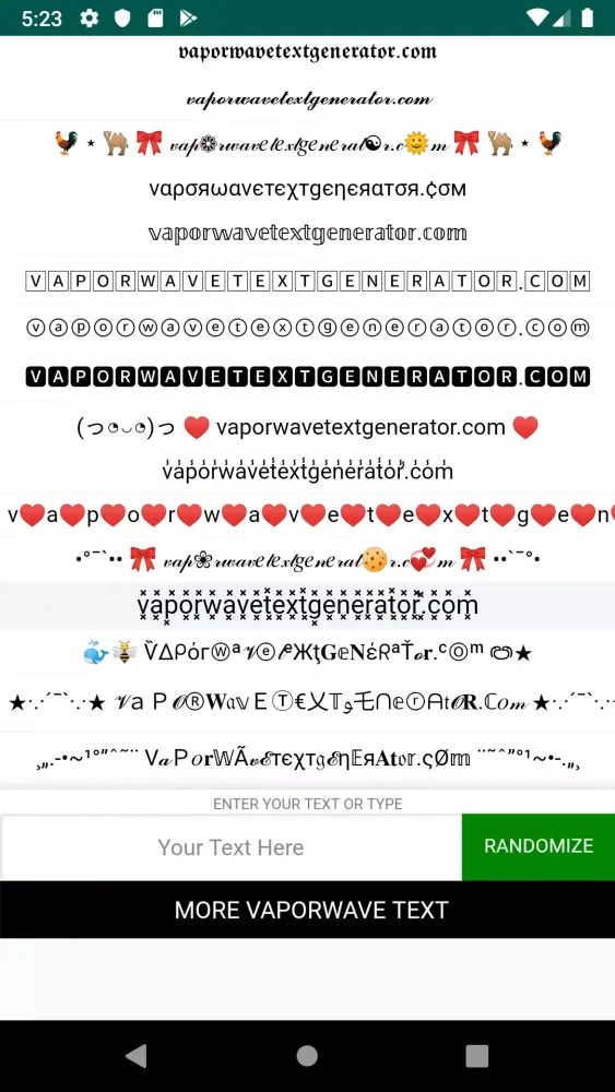 Скриншоты Vaporwave Text Generator