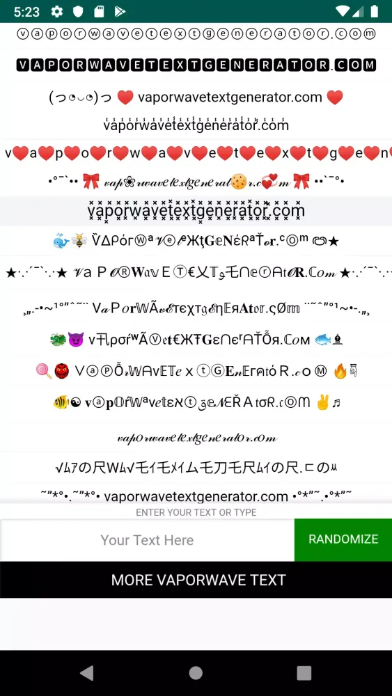 Скриншоты Vaporwave Text Generator