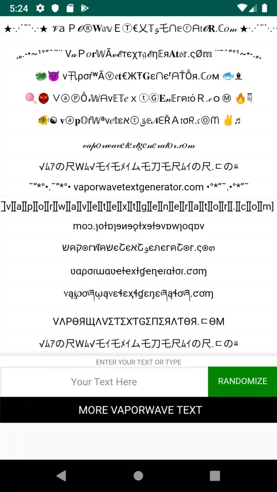 Скриншоты Vaporwave Text Generator