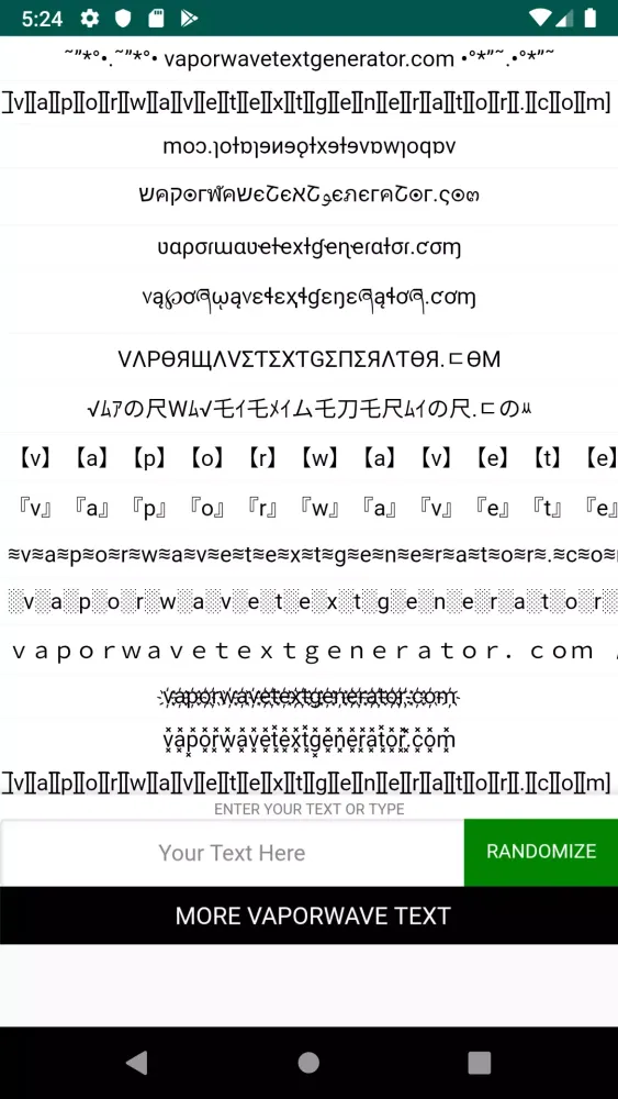 Скриншоты Vaporwave Text Generator