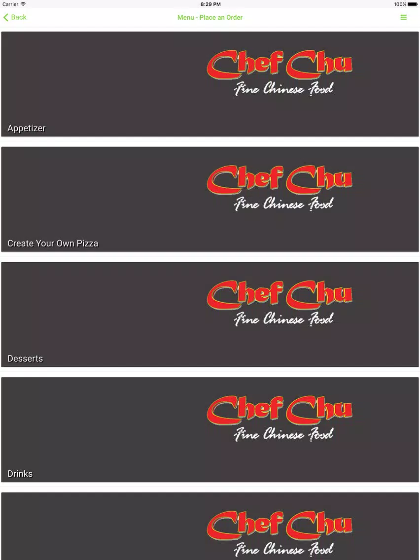 Ảnh chụp màn hình của Chef Chu - Fine Chinese Food iPad 