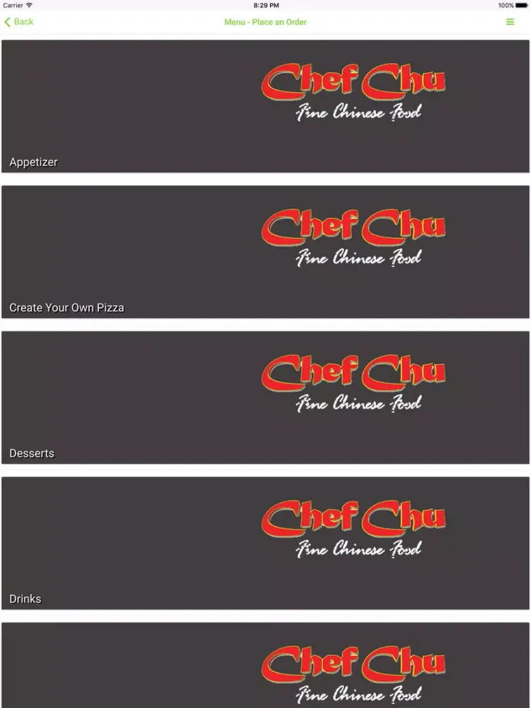 ภาพหน้าจอของ Chef Chu - Fine Chinese Food iPad 