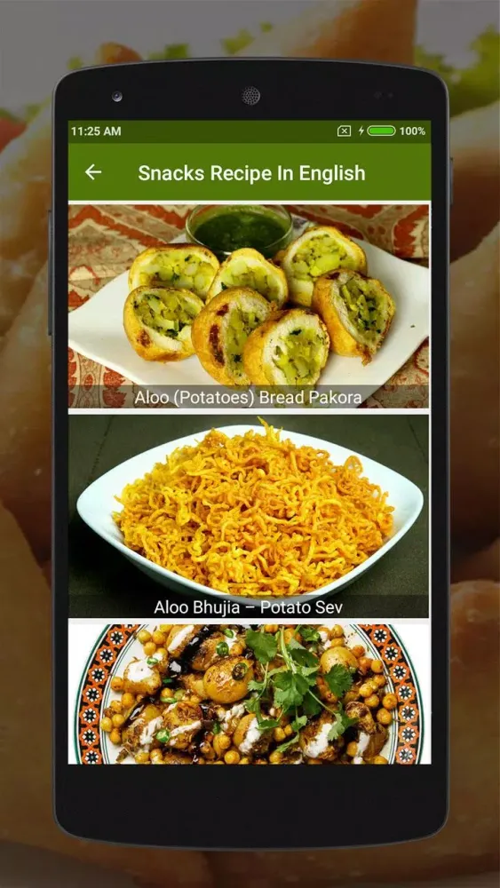 Tangkapan layar Snacks Recipes in English