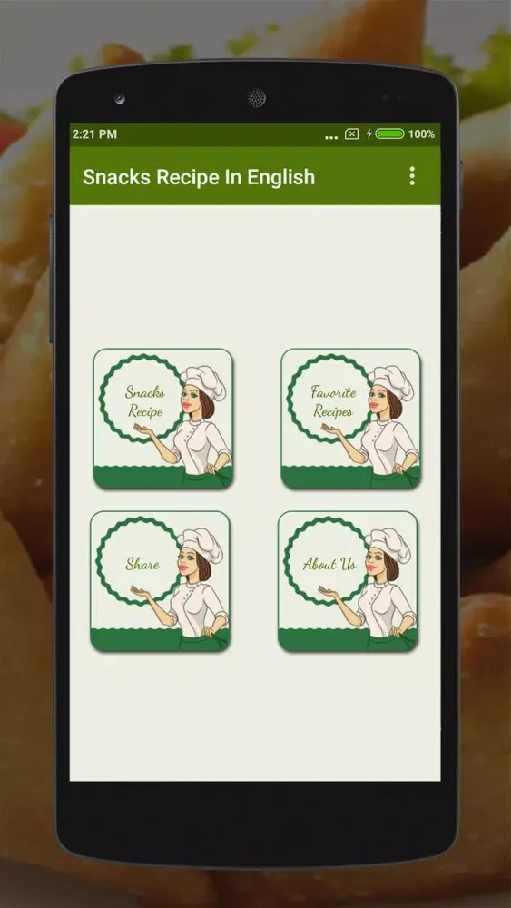 Tangkapan layar Snacks Recipes in English