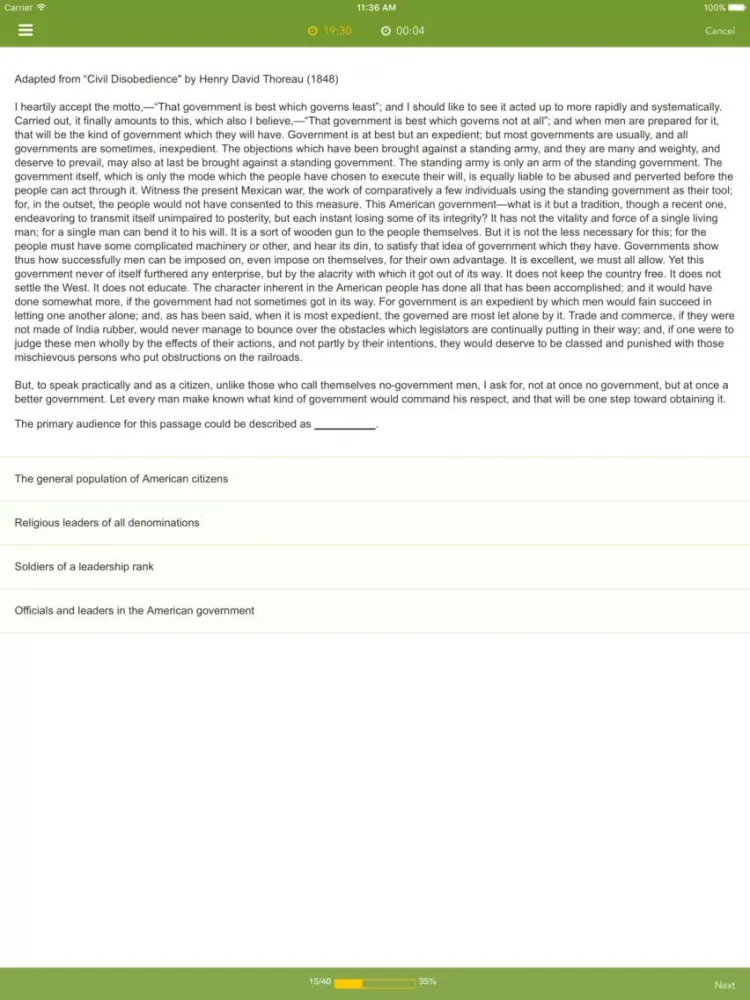 Zrzuty ekranu AP English Language Practice iPad 