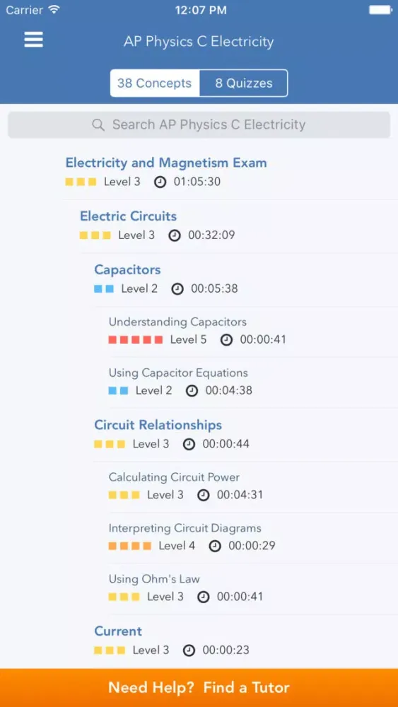 Capturas de tela do AP Physics C Electricity