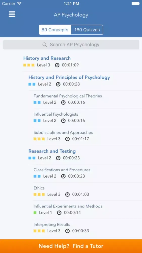 Tangkapan skrin AP Psychology Practice & Prep