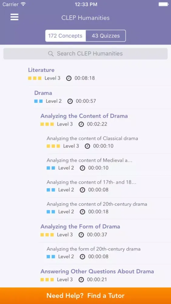 CLEP Humanities Practice Screenshots