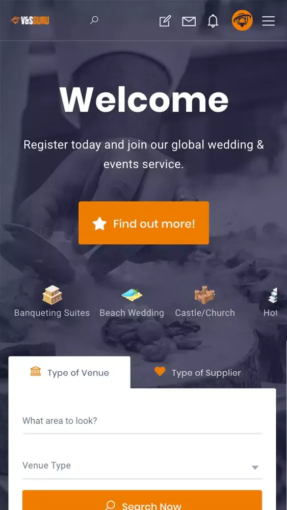 Tangkapan skrin Venues & Suppliers Guru