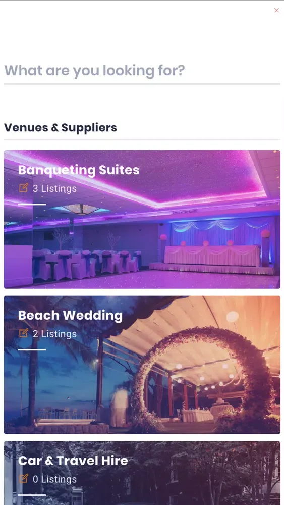 Tangkapan skrin Venues & Suppliers Guru