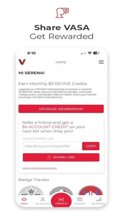 VASA Fitness Mobile Ekran Görüntüleri