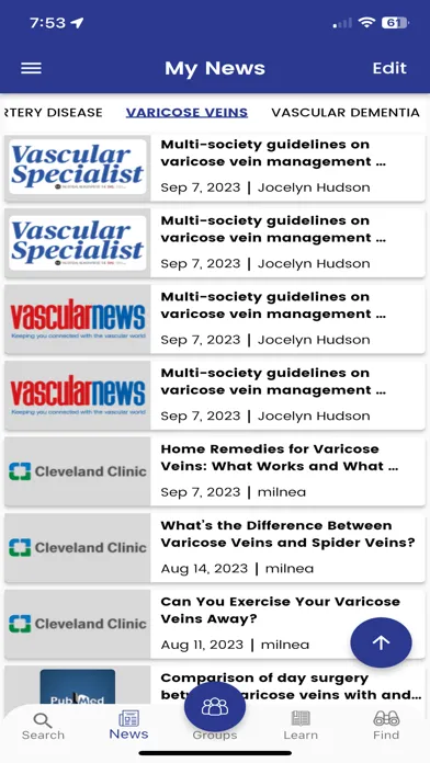 Vascular Health Community Screenshots