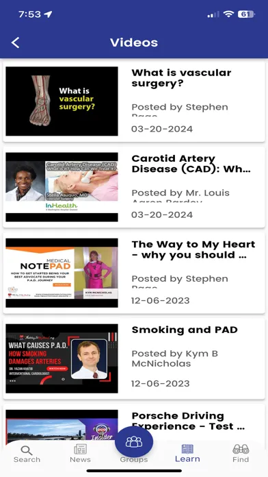 Vascular Health Community Screenshots
