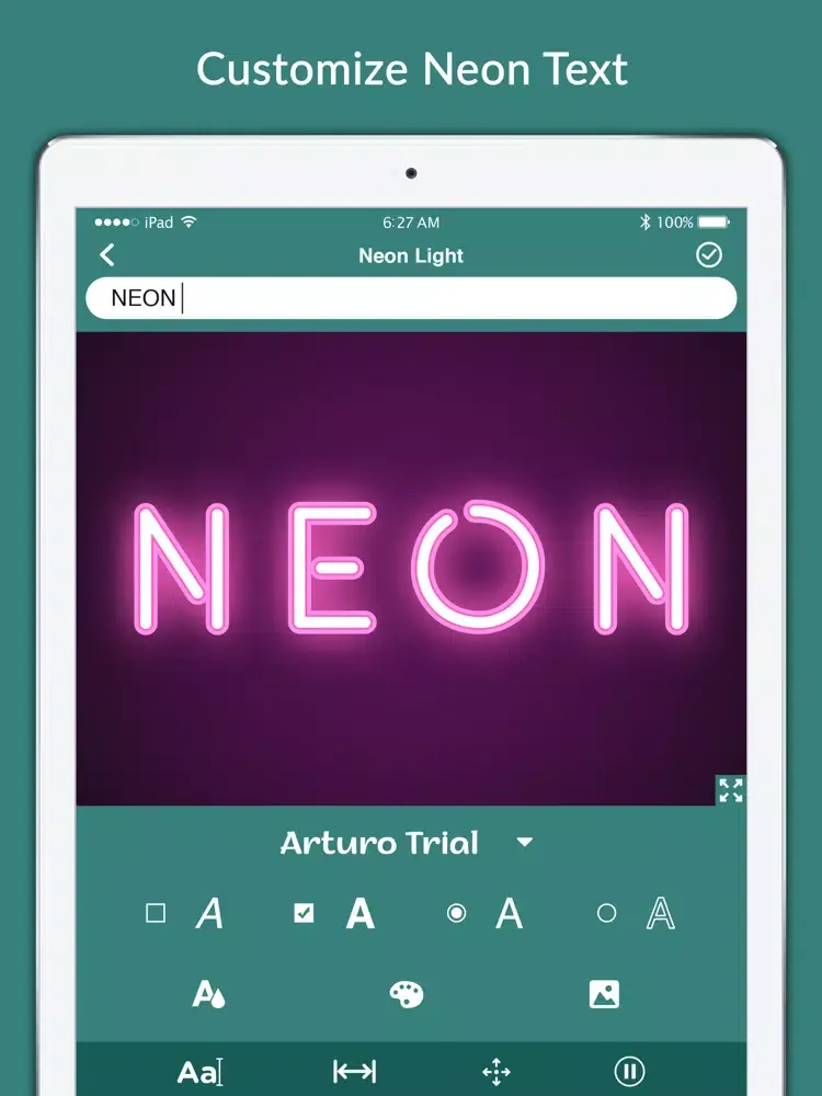 Ảnh chụp màn hình của Text Art - Neon & LED Text iPad 