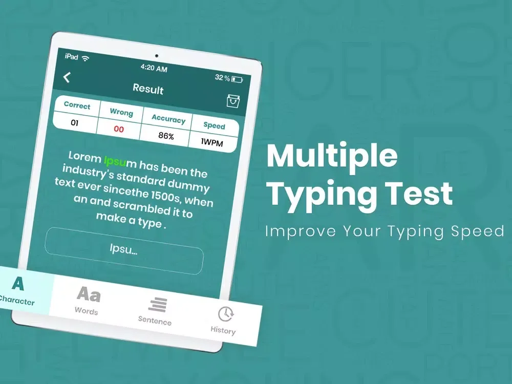 Typing Speed Testing iPad  Screenshots