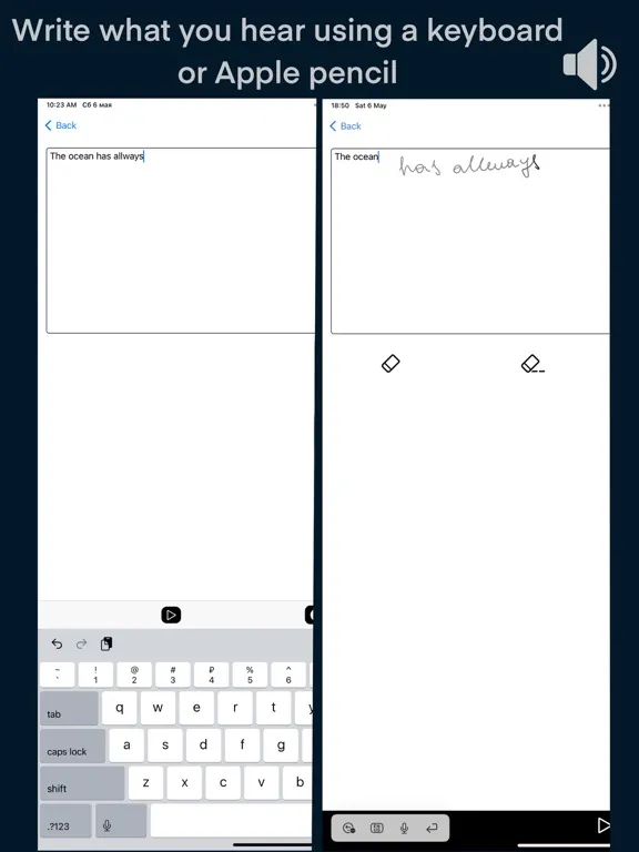 Listening Writing practice iPad 应用截图