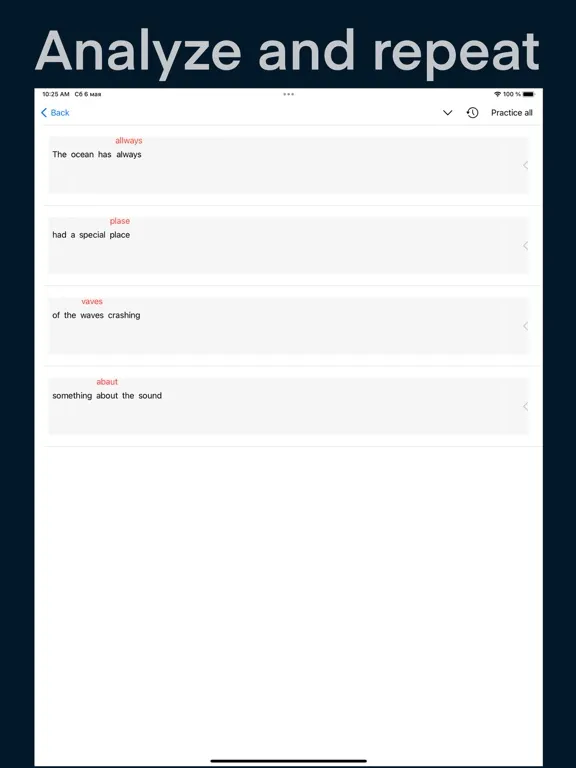 Listening Writing practice iPad 应用截图