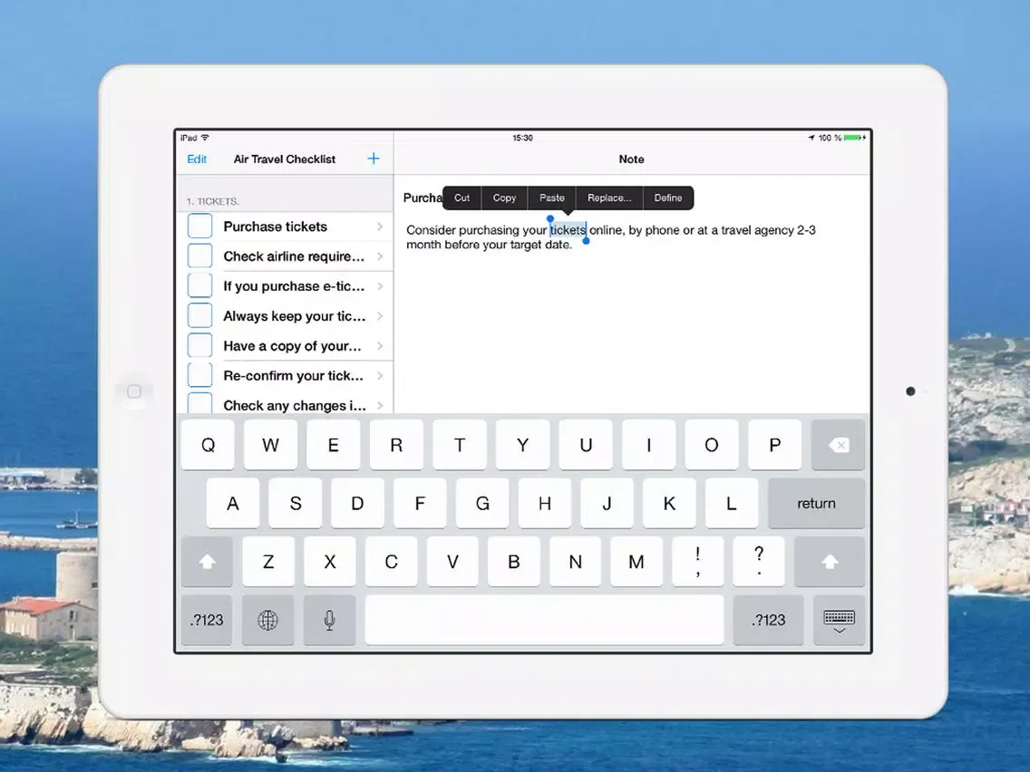Air Travel Checklist iPad  Ekran Görüntüleri