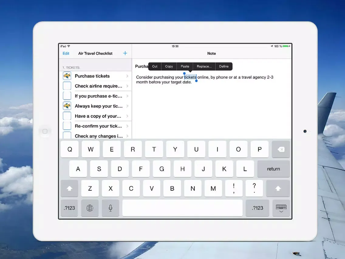 Air Travel Checklist iPad  Ekran Görüntüleri