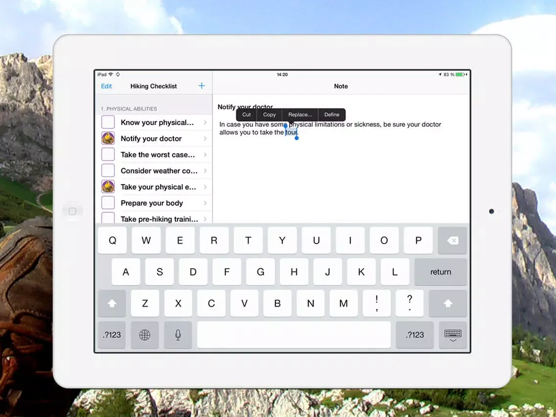 Hiking_Checklist iPad  Screenshots
