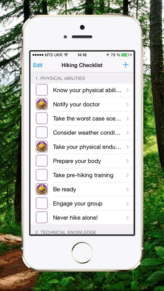 Hiking_Checklist Screenshots