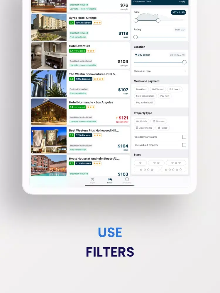 Ảnh chụp màn hình của Vatoria Travel: Flight & Hotel iPad 